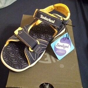 Timberland Navy and Yellow Kids Open-Toe Sandals